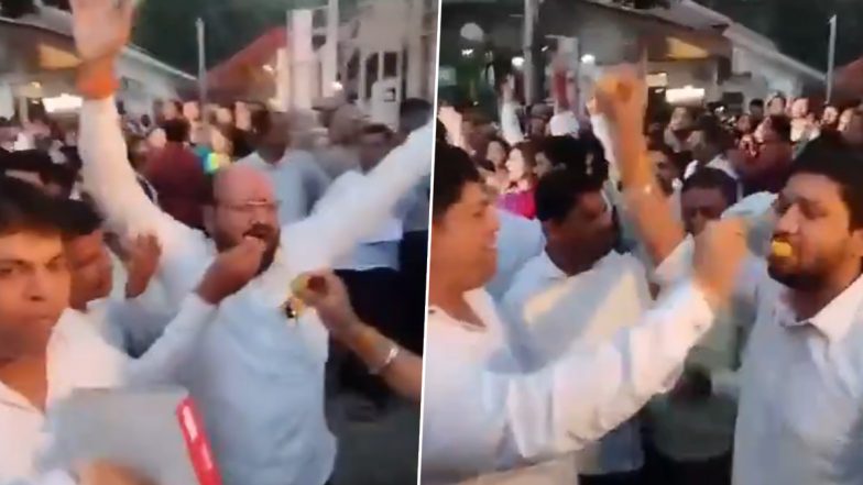 Eknath Shinde Faction 'Real' Shiv Sena: Celebrations Erupt Outside Party Office After Maharashtra Assembly Speaker Rules in Favour of Chief Minister Eknath Shinde's Faction (Watch Video)