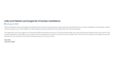 India, Pakistan Exchange List of Nuclear Installations
