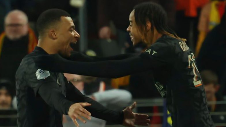 Ligue 1 2023–24: Kylian Mbappe and Bradley Barcola Score in PSG’s 2–0 Win Against RC Lens; Goal for Birthday Boy Jonathan David As Lille 3–0 Victory Over Lorient