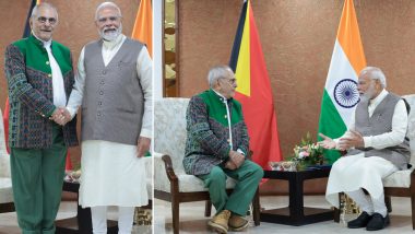 PM Narendra Modi Welcomes Timor-Leste President Dr Jose Ramos Horta at Vibrant Gujarat Summit in Gandhinagar (See Pics)