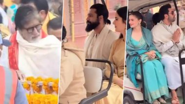 Ram Temple Consecration: Amitabh Bachchan, Alia Bhatt, Ranbir Kapoor, Vicky Kaushal, and Katrina Kaif Reach Ayodhya for Pran Pratishtha Ceremony (Watch Videos)