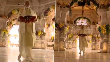 Ram Mandir Pran Pratishtha: PM Narendra Modi Performs Rituals at Shri Ram Janmaboomi Temple in Ayodhya (Watch Video)