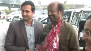 Rajinikanth Checks In at a Hotel in Ayodhya Ahead of Pran Pratishtha Ceremony (Watch Video)