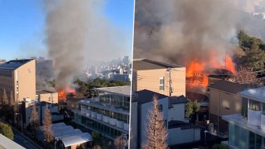 Japan Fire: Massive Blaze Erupts at Former Prime Minister Kakuei Tanaka Residence in Tokyo, Plumes of Black Smoke Emerges From Building (Watch Video)