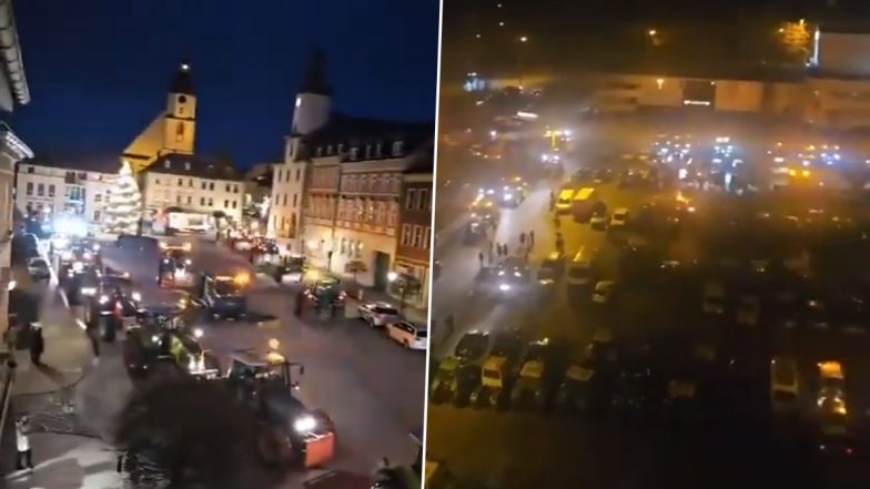 Germany Farmers Protest: Tens of Thousands of Tractors Arrive in Berlin for Demonstrations Against Government's Plan to Cut Agricultural Subsidies (Watch Videos)