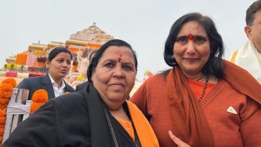 Ram Temple Consecration Ceremony: Tears, Hugs and Happiness in Ayodhya; Pran Pratishtha Epochal Moment for Uma Bharti, Sadhvi Rithambhara (See Pics)