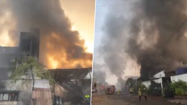 Navi Mumbai Fire Video: Massive Blaze Erupts at Chemical Factory in Pawane MIDC