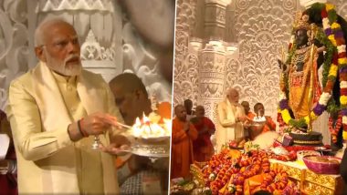 Ram Temple Consecration: PM Narendra Modi Leads Pran Pratishtha Ceremony, Consecrates New Ram Lalla Idol in Ayodhya (See Pics and Videos)