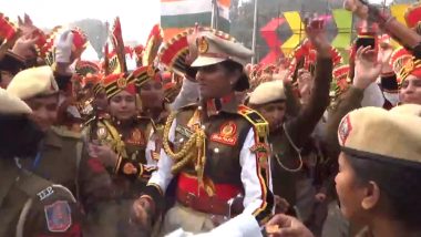 Republic Day 2024: Delhi Police First All-Women Contingent Celebrate Following Republic Day Parade at Kartavya Path (Watch Video)