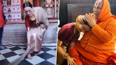Kangana Ranaut Sweeps Floors of Hanuman Garhi Temple in Ayodhya, Performs Havan Wearing a ‘Beautiful’ Golden Saree (View Pics & Watch Video)