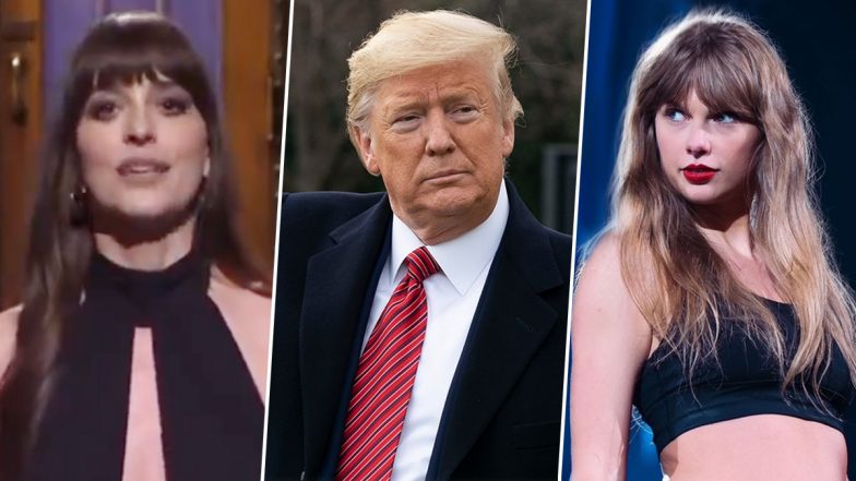Dakota Johnson TEASES Former US President Donald Trump During SNL, Calls Taylor Swift ‘Most Powerful Person in America’