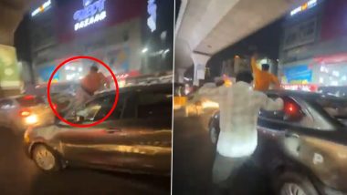 Hyderabad Road Rage: Man Dragged on Car Bonnet in Punjagutta; Driver Arrested (Watch Video)