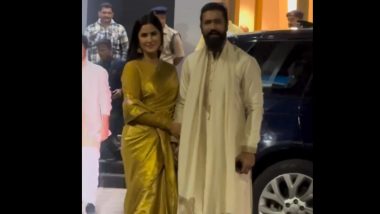 Vicky Kaushal and Katrina Kaif Head Out to Ayodhya for Ram Mandir Pran Pratishtha Ceremony (Watch Video)