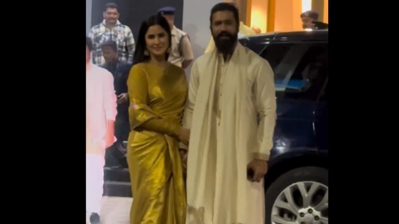 Vicky Kaushal and Katrina Kaif Head Out to Ayodhya for Ram Mandir Pran Pratishtha Ceremony (Watch Video)