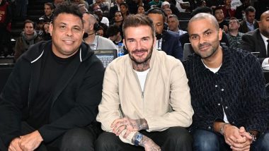 'Great Night in Paris' Ronaldo Nazario, David Beckham Grace Courtside Seats at NBA Paris Game 2024 Between Cleveland Cavaliers v Brooklyn Nets