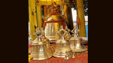 Ram Temple Consecration: ‘Ashtadhatu’ 2,400 Kg Bell Crafted From Eight Metals en Route to Ayodhya Ram Mandir From Etah (See Pic)