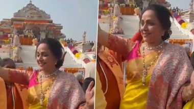 Hema Malini Dances in Joy After Ram Mandir Consecration Ceremony in Ayodhya As She Celebrates the Historic Event (Watch Video)