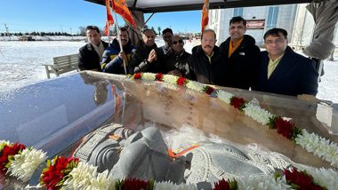 Ram Temple Consecration: 25-Feet Statue of Lord Hanuman Reaches Om Sri Sai Balaji Temple in New Jersey Ahead Ayodhya's Ram Mandir Pran Pratishtha Ceremony