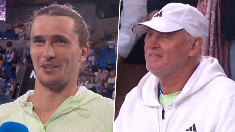 Alexander Zverev Forgets His Dad’s Birthday, Fans Join Him in Singing ‘Happy Birthday’ Song During Post-Match Interview at Australian Open 2024 (Watch Video)