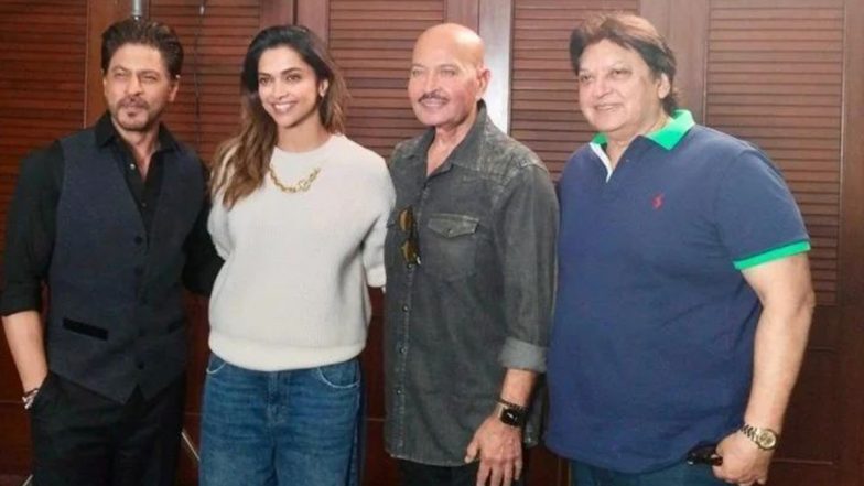 The Roshans: Shah Rukh Khan-Deepika Padukone Pose With Rakesh Roshan As They Collaborate With Filmmaker for His Documentary (View Pic)