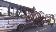 Assam Road Accident: 12 Killed, 30 Injured in Head-On Collision Between Truck and Bus in Golaghat District (Watch Video)