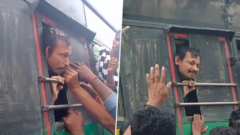 Andhra Pradesh: Man Peeps Out of Moving Bus to Get Fresh Air, Gets His Head Jammed in Window Glass; Video Surfaces