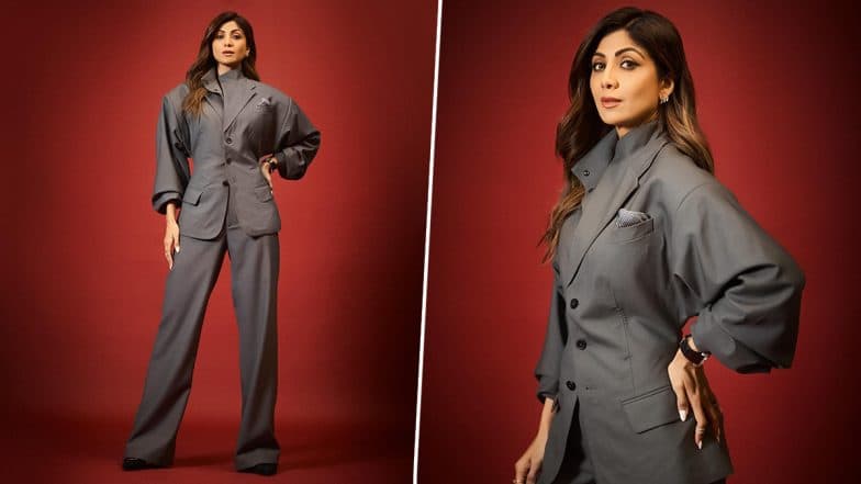 Shilpa Shetty Radiates Confidence in Stylish Grey Power Suit, Sets Workwear Trend With Latest Look (View Pics)