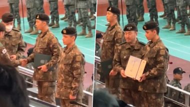 BTS’ V and RM Get Awarded With Top Honours As ‘Elite’ Graduates in Military Training (Watch Video)