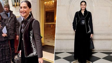 Sonam Kapoor Turns Heads in Velvet Jacket, Corset Belt, and Pleated Skirt at Paris Haute Couture Week 2024 (View Pic)