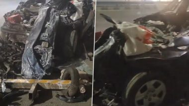 Delhi Road Accident: Two Police Inspectors Killed After Car Rams Into Truck Near Kundali Border, Disturbing Video Surfaces