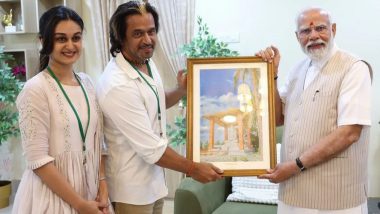 Arjun Sarja and Daughter Aishwarya Meet Narendra Modi, Get a Special Gift From India’s Prime Minister (View Pics)