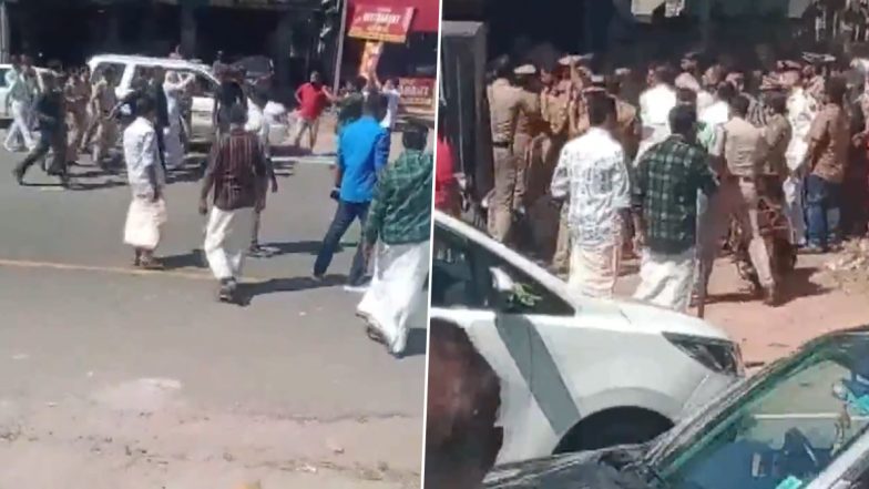 Kerala: SFI Holds Black-Flag Protest Against Kerala Governor Arif Mohammed Khan in Kollam (Watch Video)