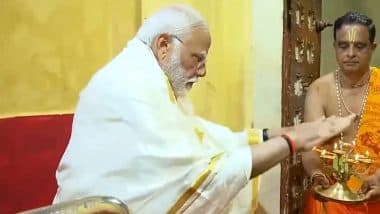 PM Narendra Modi Offers Prayers at Sri Kothandarama Swamy Temple in Tamil Nadu’s Dhanushkodi (Watch Video)