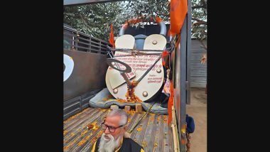 Ram Temple Consecration: World’s Largest Lock, 1,265 KG Laddoo Prasad Arrive in Ayodhya As Ram Mandir Pran Pratishtha Approaches (Watch Video)