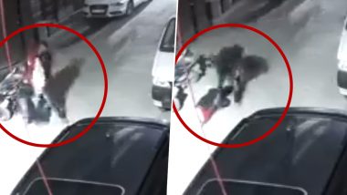 Robbery Caught on Camera in Delhi: Man Tries to Strangle Woman, Steals Her Phone and Purse in Uttam Nagar Area (Watch Video)