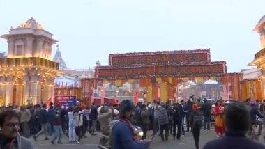 Ram Temple Inauguration: Ayodhya Lit Up, Preparations Underway Ahead of Ram Mandir Pran Pratishtha Ceremony Today (Watch Videos)