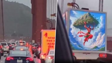 Shree Ram Car Rally in California: Spectacular Car Rally on Golden Gate Bridge Ahead of Ayodhya Ram Mandir Pran Pratishtha (Watch Video)