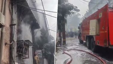 Delhi Fire: Blaze Erupts at Dish Manufacturing Factory in Wazirpur Area, Dousing Underway (Watch Video)