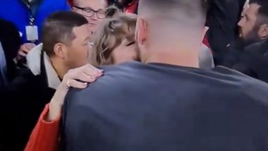 Taylor Swift and Travis Kelce KISS To Celebrate Latter's Win After Chiefs Secure Spot in 2024 Super Bowl (Watch Video)