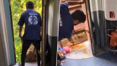 Housekeeping Staff Caught on Camera Dumping Trash on Tracks From Moving Train, Railways Reacts After Video Goes Viral