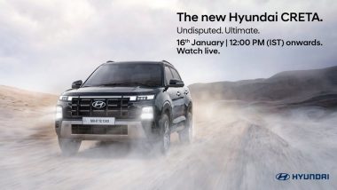 Hyundai Creta 2024 Launching Today in India; Watch Live Streaming of Hyundai's Mid-Sized SUV Car Launch Event