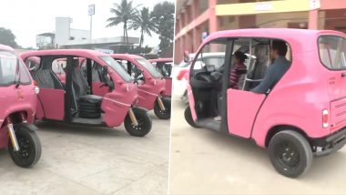 Uttar Pradesh: Newly Introduced Women-Driven Pink Auto-Rickshaws to Give Visitors a Tour of Ayodhya (Watch Video)