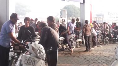 Maharashtra: Long Queues at Petrol Pumps in Nagpur as Transport Association, Drivers Protest Against New Law on Hit and Run Cases (Watch Video)