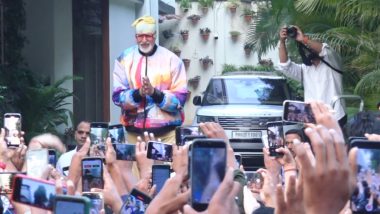 Amitabh Bachchan Steps out of Jalsa in Multi-Coloured Jacket, Meets and Greets Fans on Sunday (View Pics)