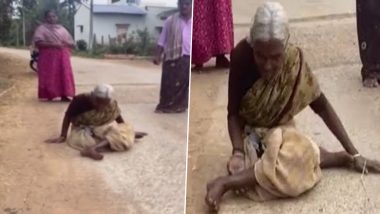 Karnataka Shocker: 77-Year-Old Specially Abled Woman Crawls Two Kilometres To Seek Answers From Post Office Over Unpaid Pension Money, Disturbing Video Surfaces