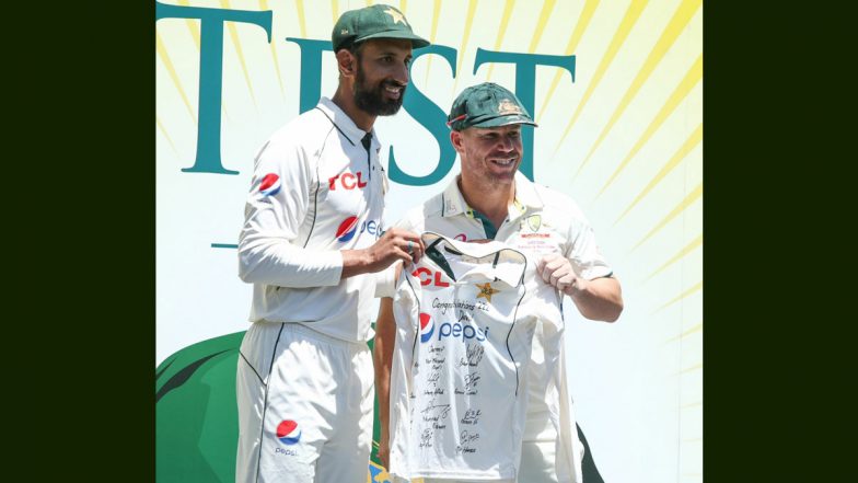 Shan Masood Presents Signed Babar Azam’s Jersey to David Warner Following Australian Opener’s Farewell Test
