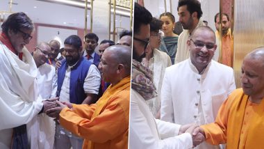 Ram Mandir Consecration: Amitabh Bachchan and Abhishek Bachchan Greet Uttar Pradesh CM Yogi Adityanath at Pran Pratishtha Ceremony in Ayodhya (View Pics)