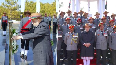 Amit Shah in Meghalaya: Union Home Minister Lays Wreath at Shillong War Memorial, Says 'Sacrifices Made by The Bravehearts of Assam Rifles Remain Unparalleled' (See Pics)