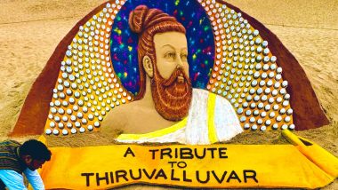 Thiruvalluvar Day 2024: Renowned Sand Artist Sudarsan Pattnaik Pays Tribute To Tamil Philosopher By Making Beautiful Sand Sculpture on Puri Beach (See Pic)