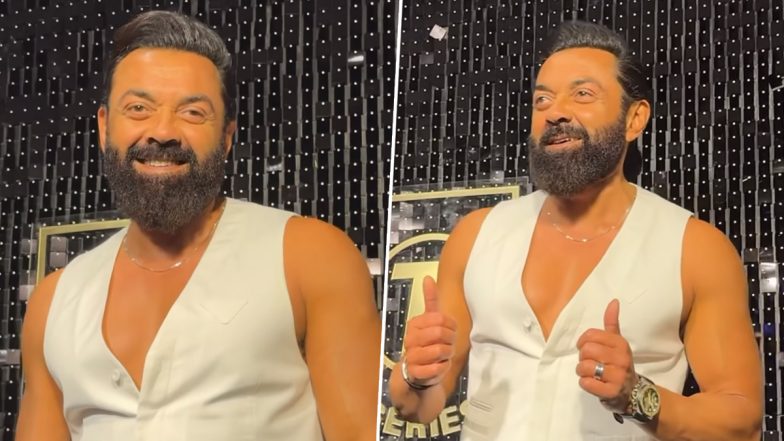 Animal Success Party: Bobby Deol Makes Stylish Entry, Flaunts Muscular Physique in Half-Sleeved White Jacket (Watch Video)